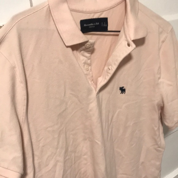 Abercrombie and Fitch light peach/pink Stretch Polo Shirt - Picture 1 of 5